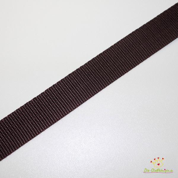 Gurtband Uni in Mocca, 30 mm breit, Meterware im Ausschnitt